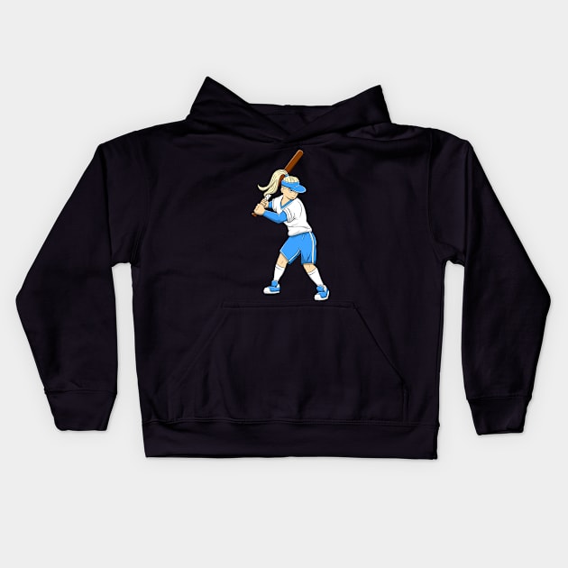 Softball Batter Woman for Softball Girls Kids Hoodie by jkshirts